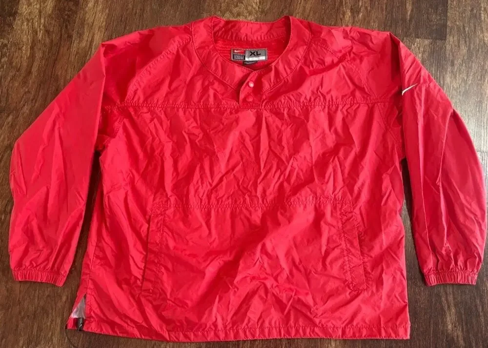 Nike Men's Red Lightweight Pull-Over Activewear Windbreaker Jacket Size XL